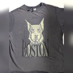 Men Gray Graphic T-Shirt with Dog Print, SIZE XXS Small